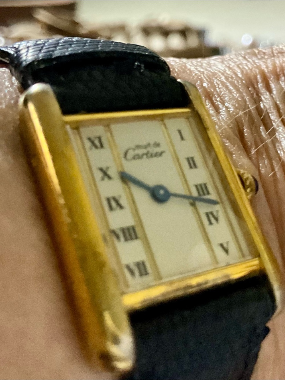 Vintage Must de Cartier Tank Vermeil Quartz 925 Watch New Battery Swiss Classic - Picture 3 of 16